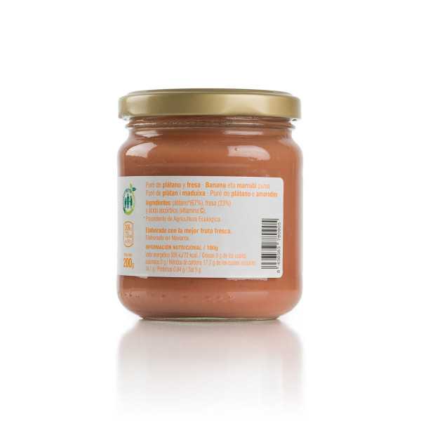 Banana eta marrubi ekologikoen purea