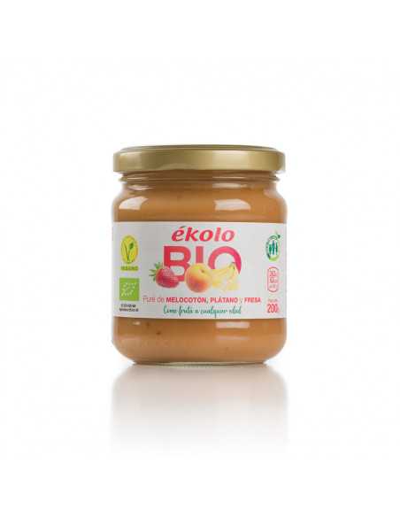 Puré de Melocotón, Plátano y Fresa ecológicos